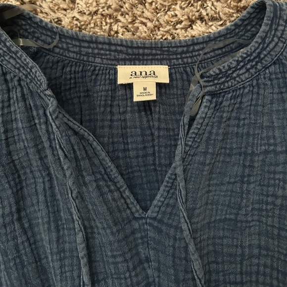 a.n.a Women’s Short Sleeve Popover Dress, 100% Cotton - Acid Wash Denim- NWT - Picture 10 of 14
